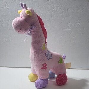 Giraffe Pink Gabi Toy Plush ABC 123 Polka Dot Hooves 14" Rattle Check Bow